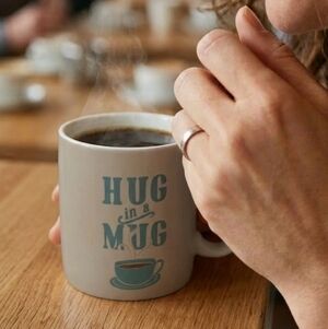 White Ceramic Coffee Tea Mug 12oz "Hug In A Mug”.